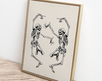 Vintage Halloween Skeleton Print: Funny Spooky Wall Art (Digital Download)