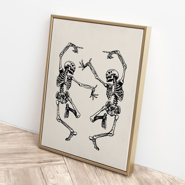 Halloween Vintage Skeleton Print, Funny Skeleton Wall Art, Boho Halloween Decor, Minimalist Spooky Poster, Trendy Fall Halloween Printable