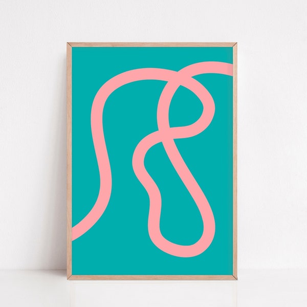 Colorful Minimalist Line Print, Vibrant Color Wall Art, Modern Vivid Abstract Lines Art, Bold Eclectic Poster, Indie Room Decor Aesthetic