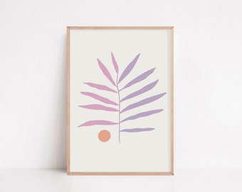 Pink Purple Leaves Print: Soft Botanical Wall Art (Digital Download)