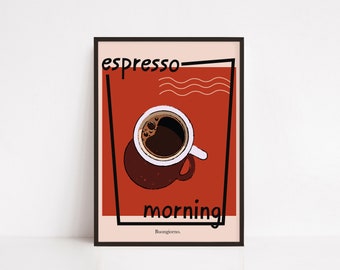 Mid Century Modern Coffee Print: Retro Kitchen Art (Digital Print)