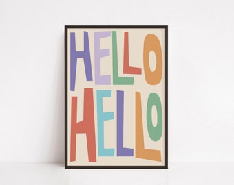 Hello Print: Bold Colorful Typography Wall Art (Digital Download)