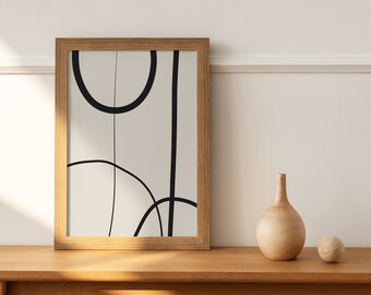 Abstract Line Art Print: Japandi Minimalist Decor (Digital Download)