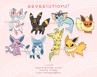 Holografische 3-Zoll-Aufkleber von Eeveelutions!