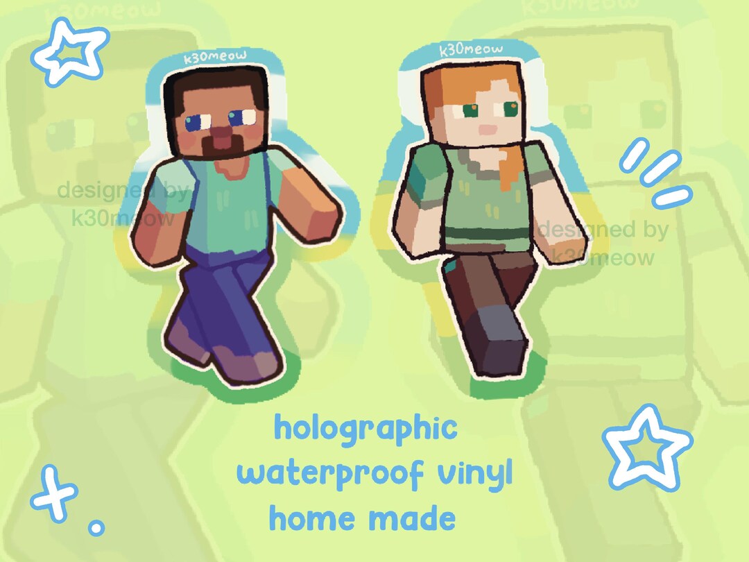 Minecraft Alex Sticker Steve and Alex Minecraft Holographic 3