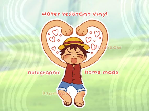 Luffy Love Holographic 3" Sticker!