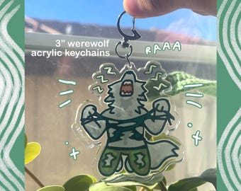 weerwolf scheurend shirt 3" acryl sleutelhanger!