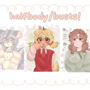 Halfbody/Bust Commissions! Customizable Digital Art | Furry/Fursona/Human/Etc.