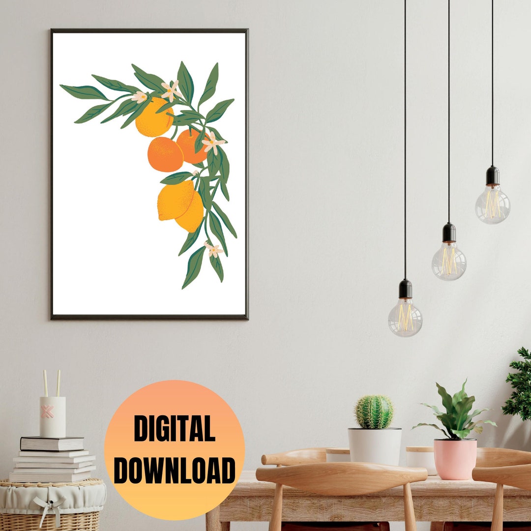 Orange Fruit Wall Art Print, Citrusthemed Decor, Printable Wall Art