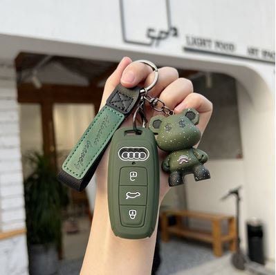 Leder Schlüssel Cover Case Etui für Audi A2 A3 A4 A6 Q3 Q5 Schlüssel  Keyless Go