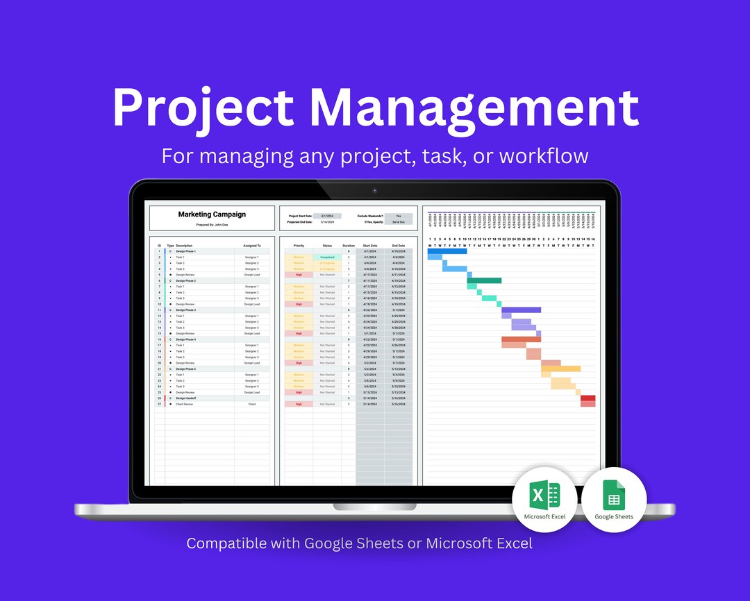 Project Management Template Excel, Project Management Spreadsheet ...