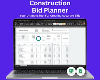 Construction Bid and Estimate Template for Contractors | Excel and Google Sheets Spreadsheet