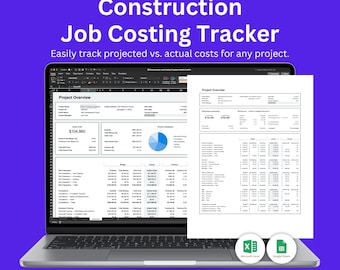Construction Job Costing Template for Contractors | Budget vs Actual Tracker | Excel and Google Sheets