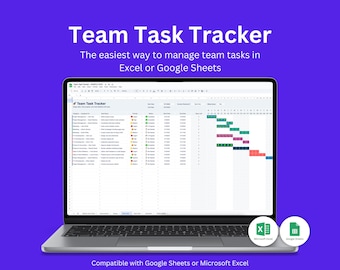Team Task Tracker Template with Dashboard and Status Updates | Excel and Google Sheets