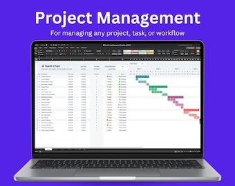 Project Management Template with Gantt Chart and Task Tracker | Excel and Google Sheets Spreadsheet