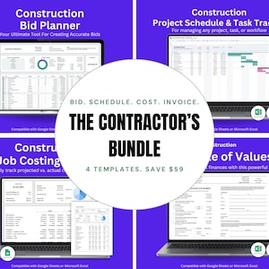 Pacchetto di modelli di costruzione / Strumenti Excel e Fogli Google