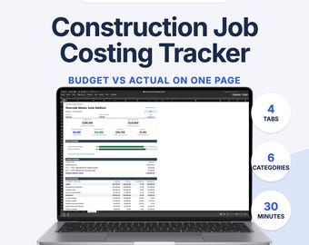 Excel-sjabloon bouwwerkzaamheden voor aannemers | Budget versus werkelijke tracker met winstdashboard