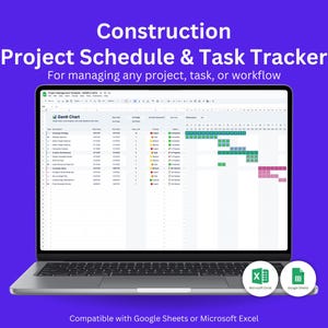 Construction Project Tracker | Project Management Excel Google Sheets | Bid Management | Construction Budget Planner | Post Construction