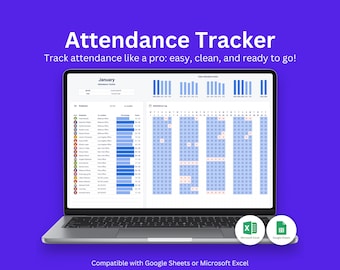 Employee Attendance Tracker Template with Automated Dashboard | Excel and Google Sheets