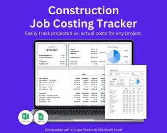 Construction Job Costing Template, Contractor Expense Tracking, Construction Budgeting, Project Cost Estimation, Construction Job Estimate