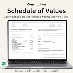 Construction Schedule of Values Template | AIA Style Payment Application | Excel and Google Sheets