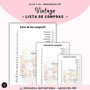 Lista de compras Vintage - Imprimible