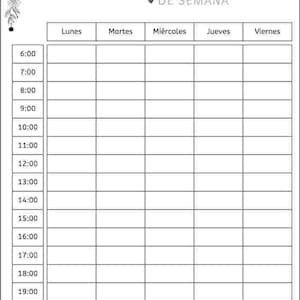 Planificador Semanal con Horario y espacio para notas y tareas- Estilo Minimalista