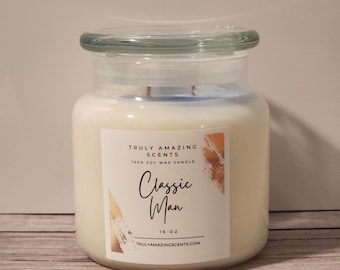 Black Ice Scented Soy Candle, Classic Man Fragrance