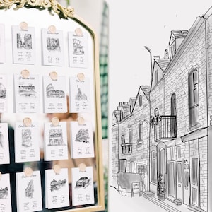 Wedding, Engagement, Gift, Table Plan, Bespoke Wedding Illustration, Personalised Wedding Stationary, Memorable Places, Digital Print
