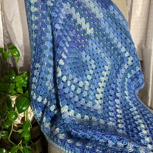 Hand Crocheted Granny Square Baby Blanket: Multi Blue Acrylic, 29&quot;x29&quot;