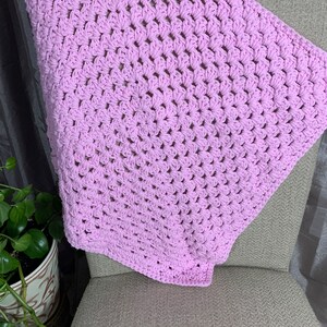 Hand Crocheted Pastel Pink Granny Square Baby Blanket: Acrylic Plush