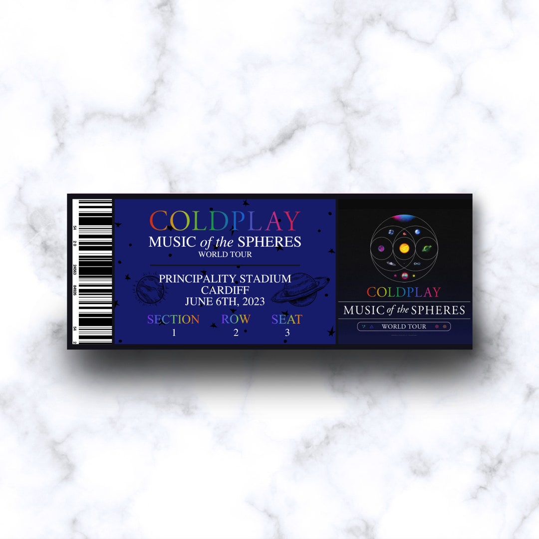 Coldplay souvenir tour ticket template music of the spheres Etsy España