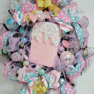 Candyland theme wreath front wreath door  wreath Wreath Candyland candyland wreath Front Door decor Sweet, Candy drops Theme Popcycle sweet
