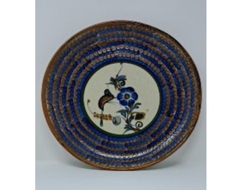 Vintage Large Handmade and Painted Ceramic Wall Plate