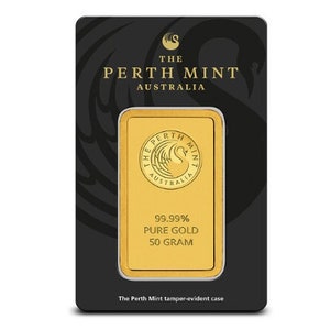 50 gram gold bar Perth mint