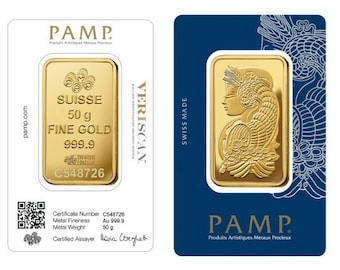 50 gram pamp Suisse bullion gold plated bar