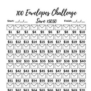 100 Envelopes Challenge mit Bonus Umschlag Vorlage