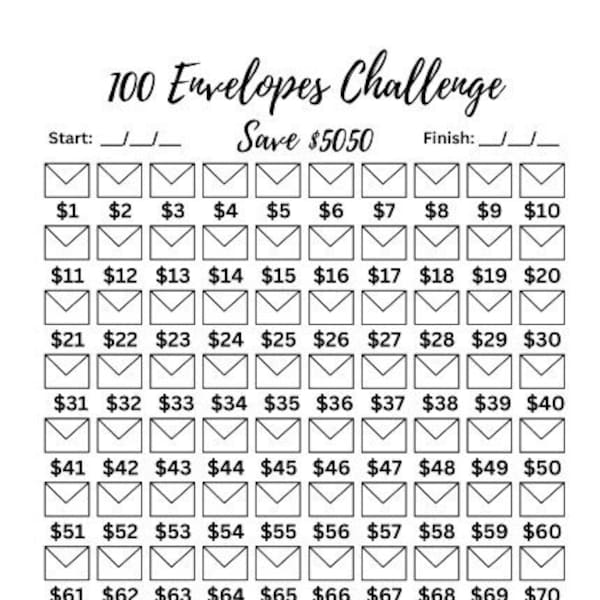 100 Envelopes Challenge w/ Bonus Envelope Template