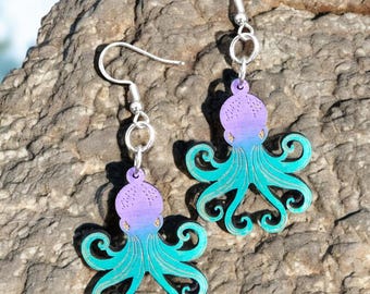 OCEANIC OCTOPUS OMBRE | Dangle Earrings- ocean earrings, octopus earrings, beach gift, gift for sea lovers