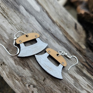 ULU | Hangoorbellen (hout) - ulu, Inupiaq, Yup'ik, Alaska-oorbel, ulu-oorbel, ulu-cadeau, Canada-oorbel