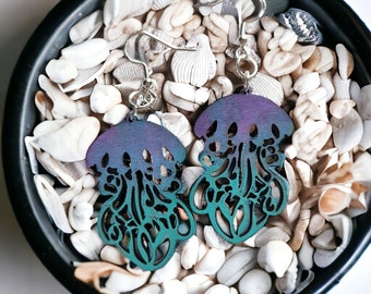 OMBRE JELLYFISH | Dangle Earrings - ocean earrings, jellyfish earrings, ocean, beach gift, marine enthusiasts