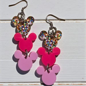 TRIO DI TOPI (scegli il tuo colore) / Pendenti - orecchini personalizzati, orecchini a forma di topo, topo da crociera, orecchini in acrilico, scegli il tuo colore