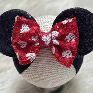 Minnie Ears Headwrap, Baby Minnie Ears, Toddler Mickey Ears, Disney Baby Headband, Minnie Mouse Headband, Infant Bow with Ears