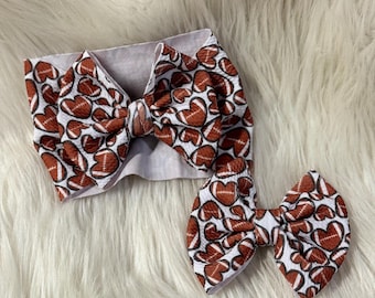 Football bow, football baby bow, NFL bow, toddler bow, baby hair bow, sports baby bow, baby bow, baby headwrap, football piggies