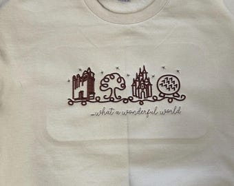 Disney World Disneyland besticktes Sweatshirt, was für eine wunderbare Welt besticktes Sweatshirt, glücklichster Ort der Welt, Disneyland, Disney