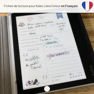 Fiches de Lecture Numériques pour Kobo Libra Colour | Suivi et Organisateur de Lectures Personnalisé | Carnet de Lecture Digital | FRANÇAIS