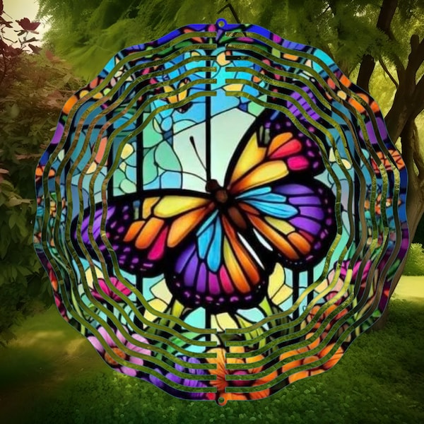 3D butterfly/ stained glass wind spinner- 8 inch and 10 inch