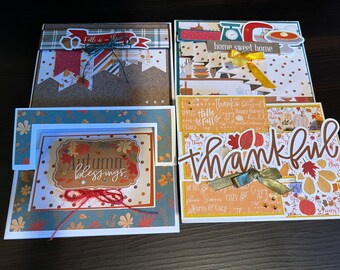 Handmade Cards - Fall colored - Autumn themed - Thanksgiving card set - embellished cards - greeting cards - set of 6 cards