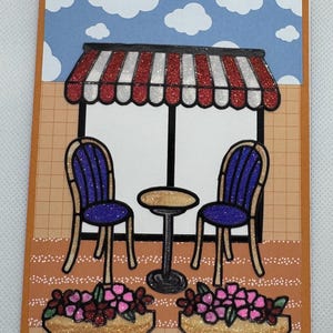 Cafe' oder Coffee Shop Paris oder Italien oder New York handgemachte Glitzerkarte
