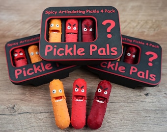 XL Articulating Pickle Fidgets – Spicy Edition 4 Pack (Mystery Pickle Included)